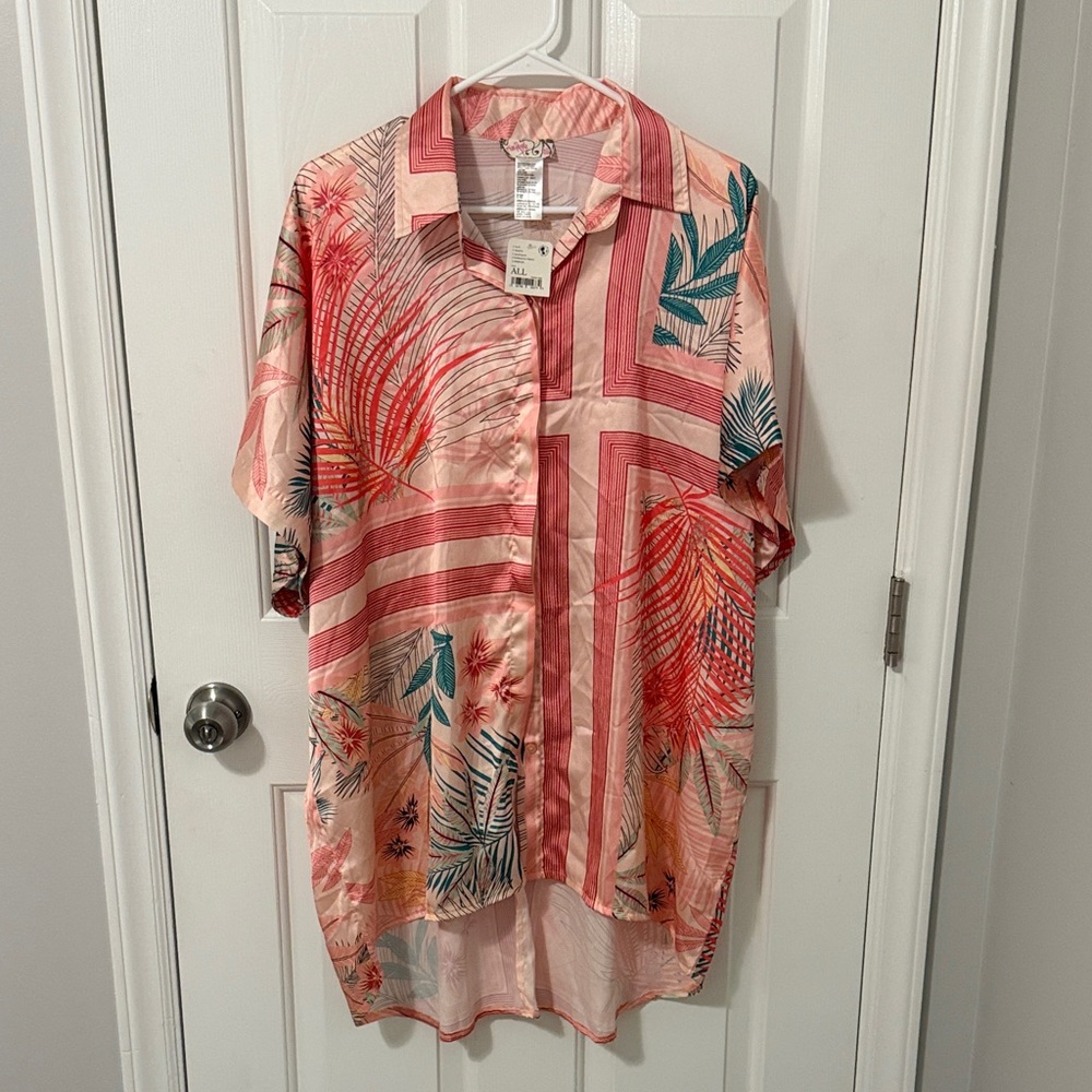 Free People Tropics print silky blend tunic - OS
NWT